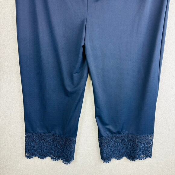 Isaac Mizrahi Live Womans 4XT Tall Plus Pants Pull On Wide Leg Blue Stretch Lace - Picture 8 of 10